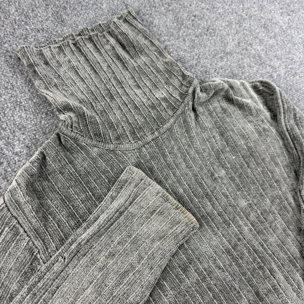 Ann Taylor Turtleneck Sweater Large Gray Ribbed Knit Long Sleeve Top Womens
